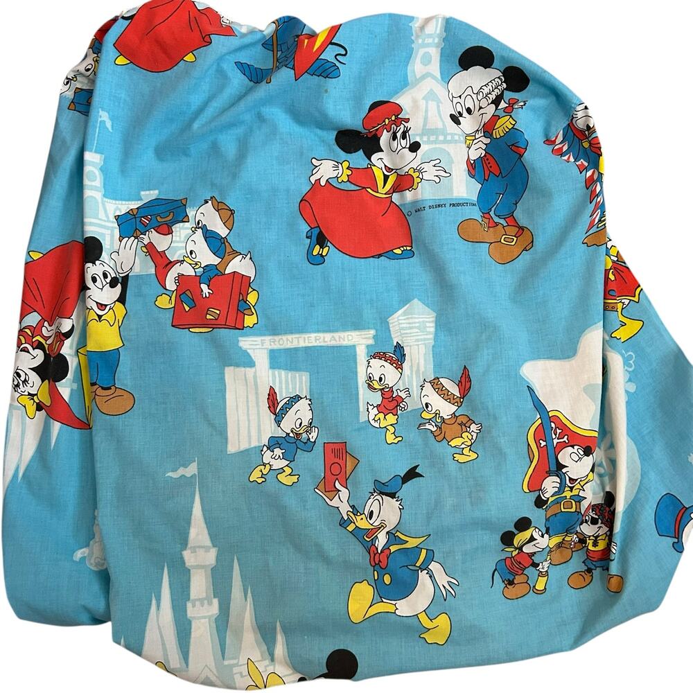 Vintage Walt Disney Productions Mickey Frontierland Fitted Sheet 60s/70s Kidcore